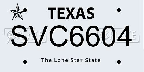 SVC6604 Texas License Plate