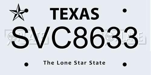 SVC8633 Texas License Plate