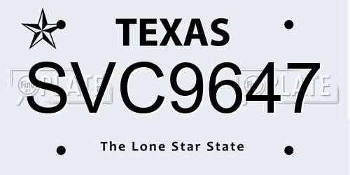 SVC9647 Texas License Plate