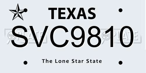 SVC9810 Texas License Plate