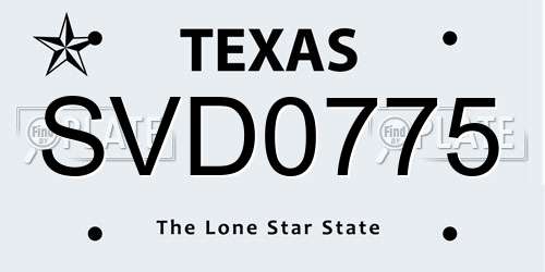 SVD0775 Texas License Plate