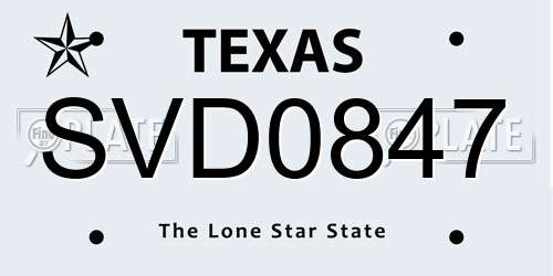 SVD0847 Texas License Plate