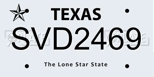 SVD2469 Texas License Plate