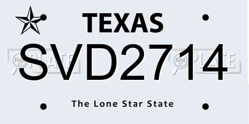 SVD2714 Texas License Plate