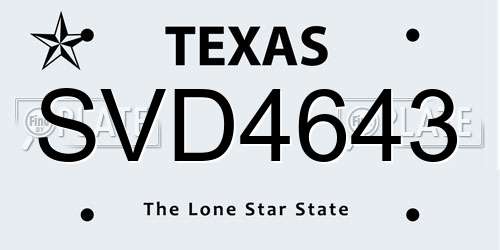 SVD4643 Texas License Plate