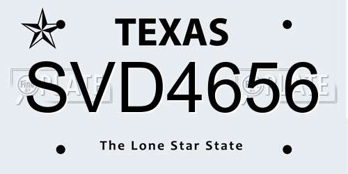 SVD4656 Texas License Plate