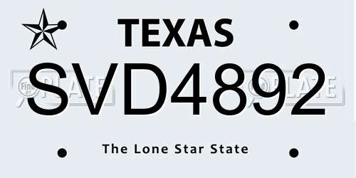 SVD4892 Texas License Plate