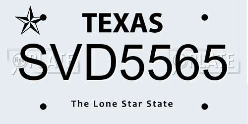 SVD5565 Texas License Plate