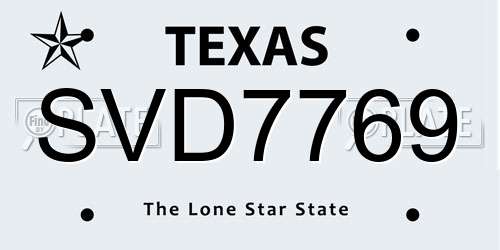 SVD7769 Texas License Plate