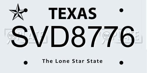 SVD8776 Texas License Plate