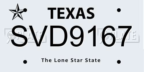 SVD9167 Texas License Plate