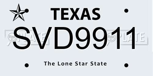 SVD9911 Texas License Plate
