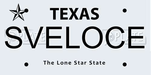 SVELOCE Texas License Plate