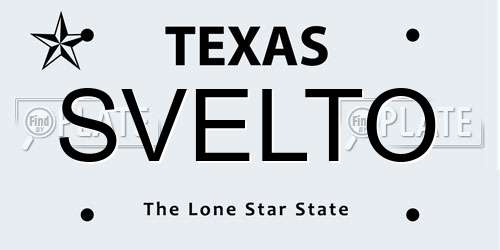 SVELTO Texas License Plate