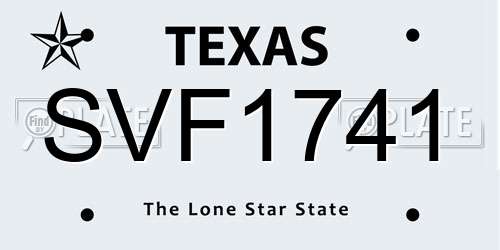 SVF1741 Texas License Plate