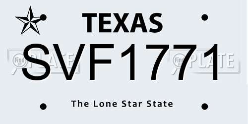 SVF1771 Texas License Plate
