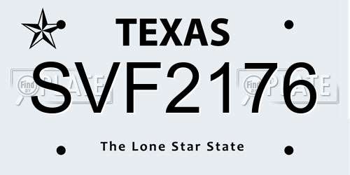 SVF2176 Texas License Plate