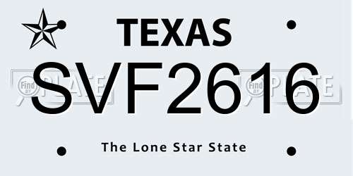 SVF2616 Texas License Plate