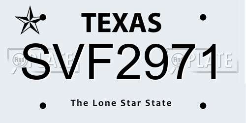 SVF2971 Texas License Plate