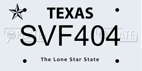 SVF404 Texas License Plate
