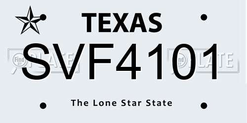 SVF4101 Texas License Plate