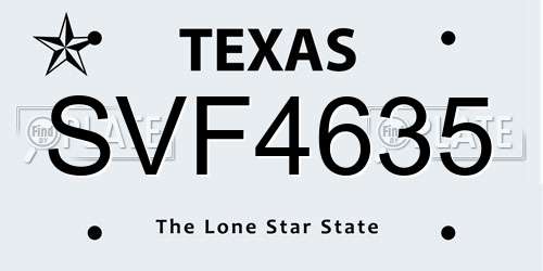 SVF4635 Texas License Plate