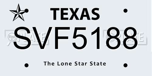 SVF5188 Texas License Plate