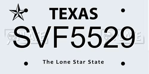 SVF5529 Texas License Plate
