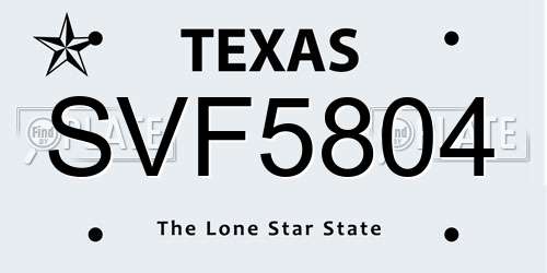SVF5804 Texas License Plate