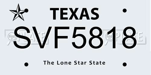 SVF5818 Texas License Plate