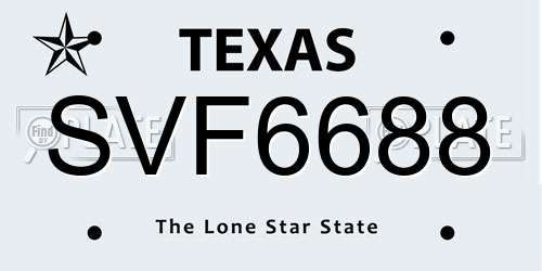 SVF6688 Texas License Plate