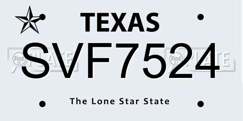 SVF7524 Texas License Plate