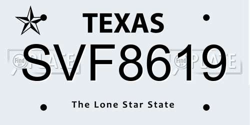 SVF8619 Texas License Plate