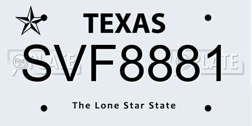 SVF8881 Texas License Plate
