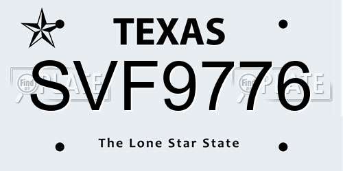 SVF9776 Texas License Plate