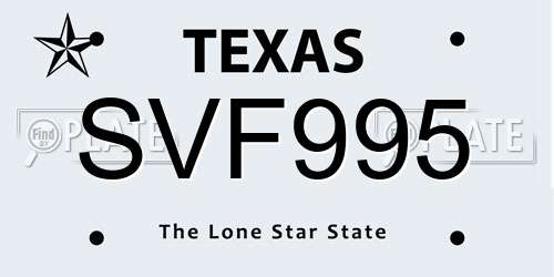 SVF995 Texas License Plate
