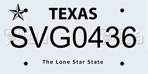 SVG0436 Texas License Plate