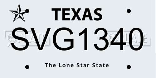 SVG1340 Texas License Plate