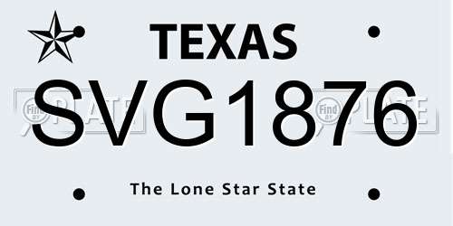 SVG1876 Texas License Plate