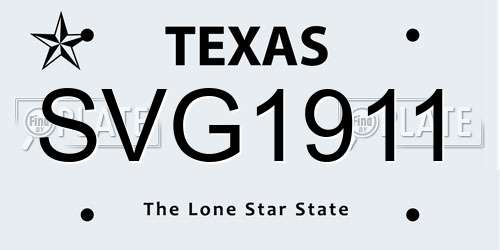 SVG1911 Texas License Plate