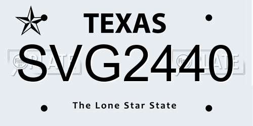 SVG2440 Texas License Plate