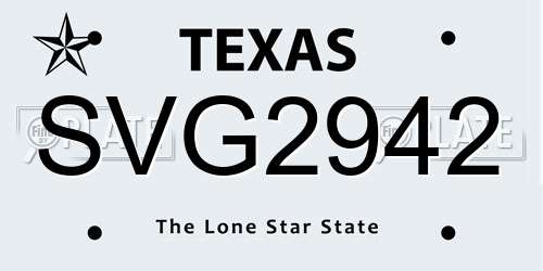 SVG2942 Texas License Plate