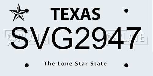 SVG2947 Texas License Plate
