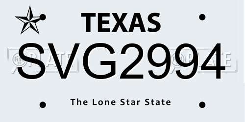 SVG2994 Texas License Plate