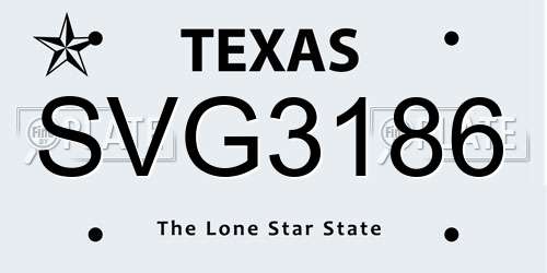SVG3186 Texas License Plate