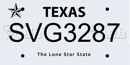 SVG3287 Texas License Plate