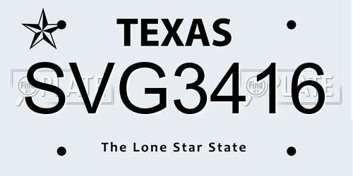 SVG3416 Texas License Plate