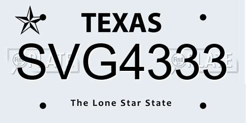 SVG4333 Texas License Plate
