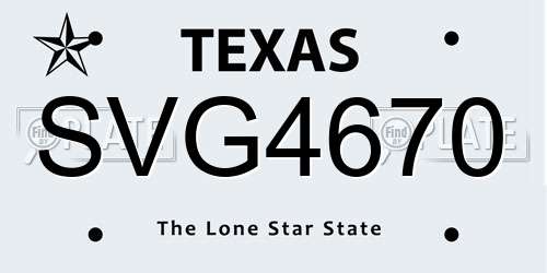 SVG4670 Texas License Plate