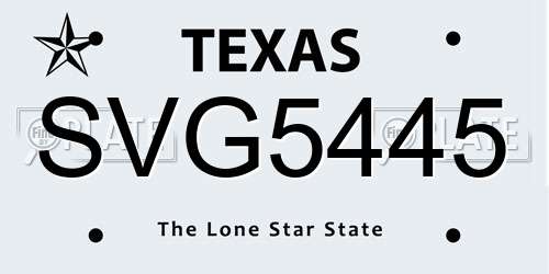 SVG5445 Texas License Plate
